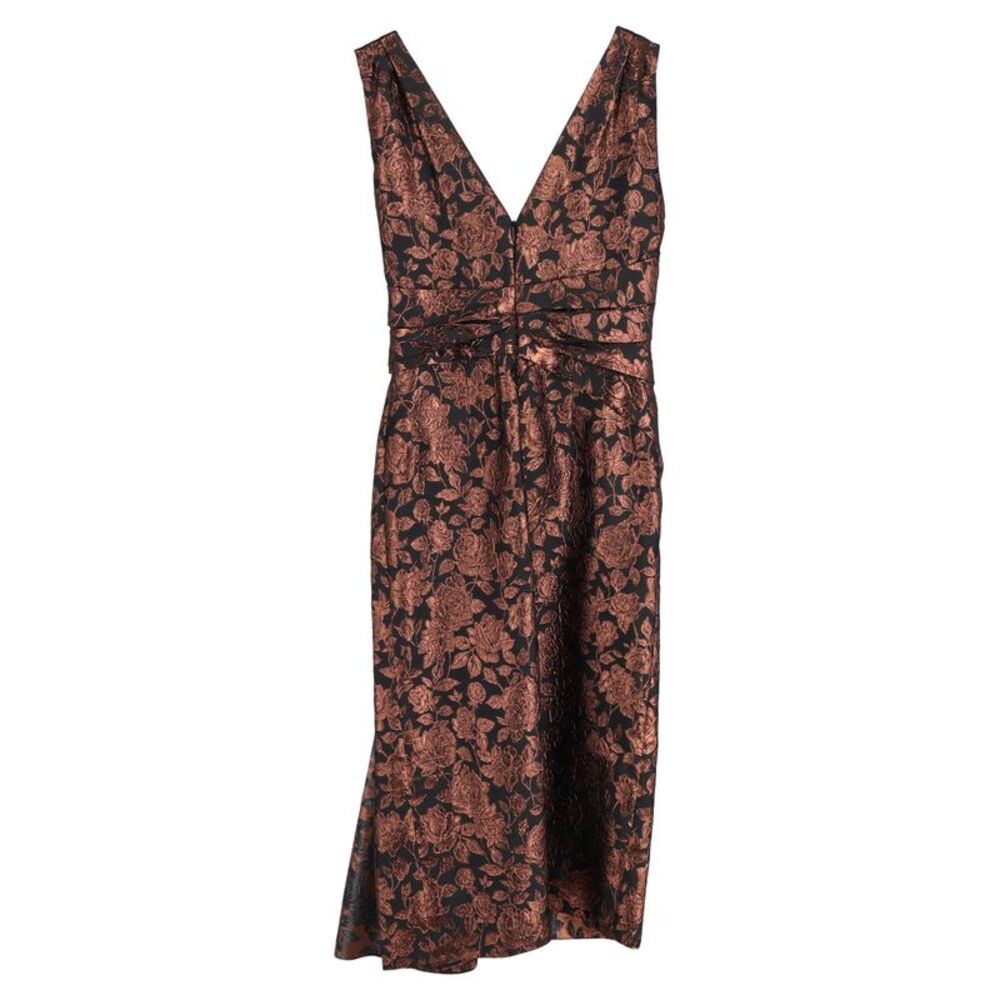 Erdem Rosalie Sash-Waist Floral-Brocade Tea Dress in Black Polyester - Picture 2 of 3
